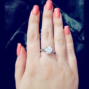 4 Prong 3 CT. CZ Solitaire Ring Round Brilliant Cut in Sterling Silver (I)